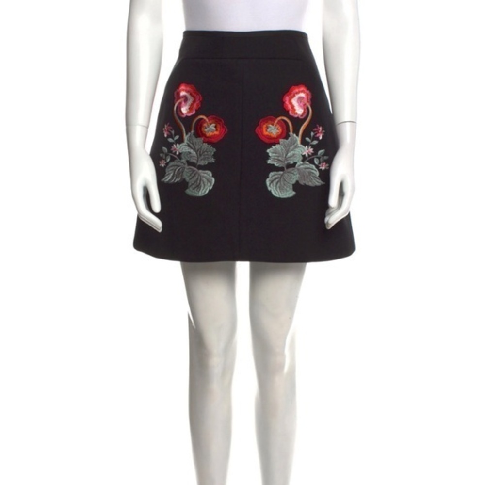 Acler Black Floral Print Mini Skirt